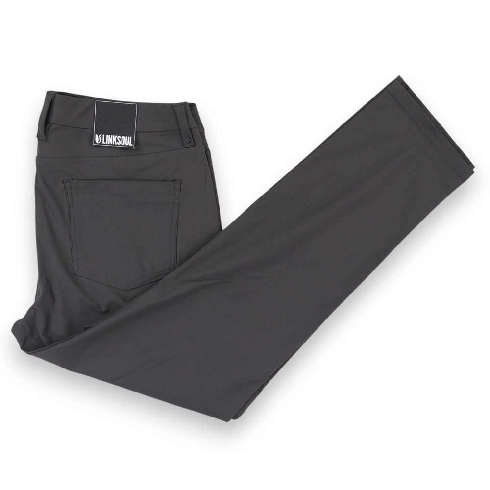 Linksoul Around The Clock 6-Pocket Pant Mens 33x29 Black Felten Slim Golf NWT